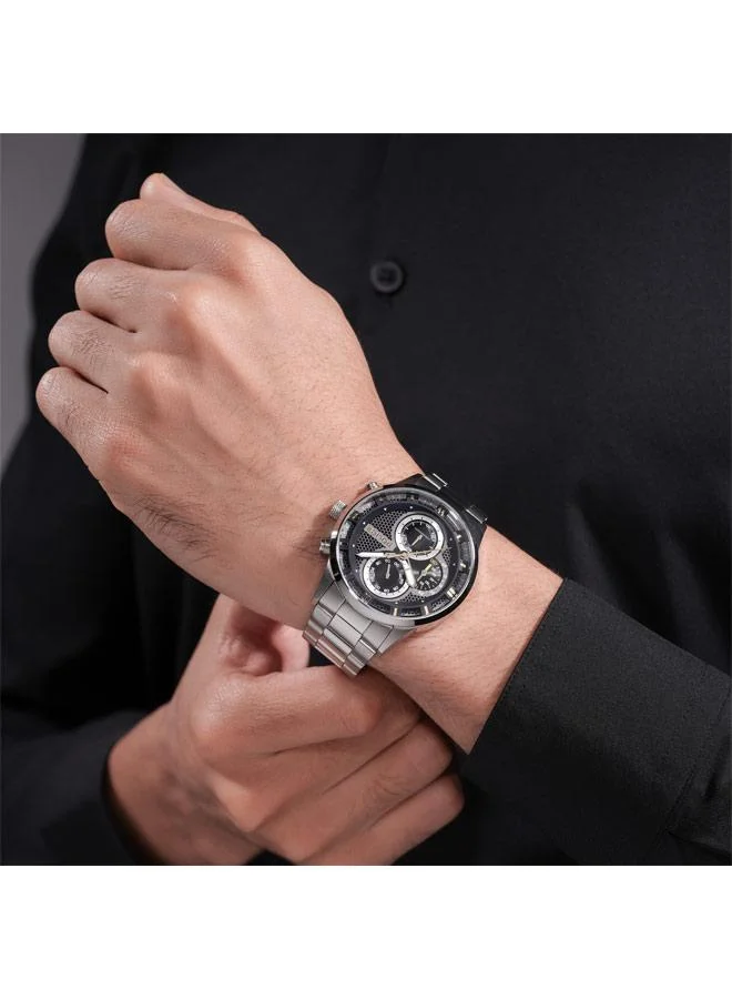 Police Black Men's Levuka Black Dial Stainless Steel Bracelet Chronograph Watch for Men, 43.5mm for Men | Best Price UAE